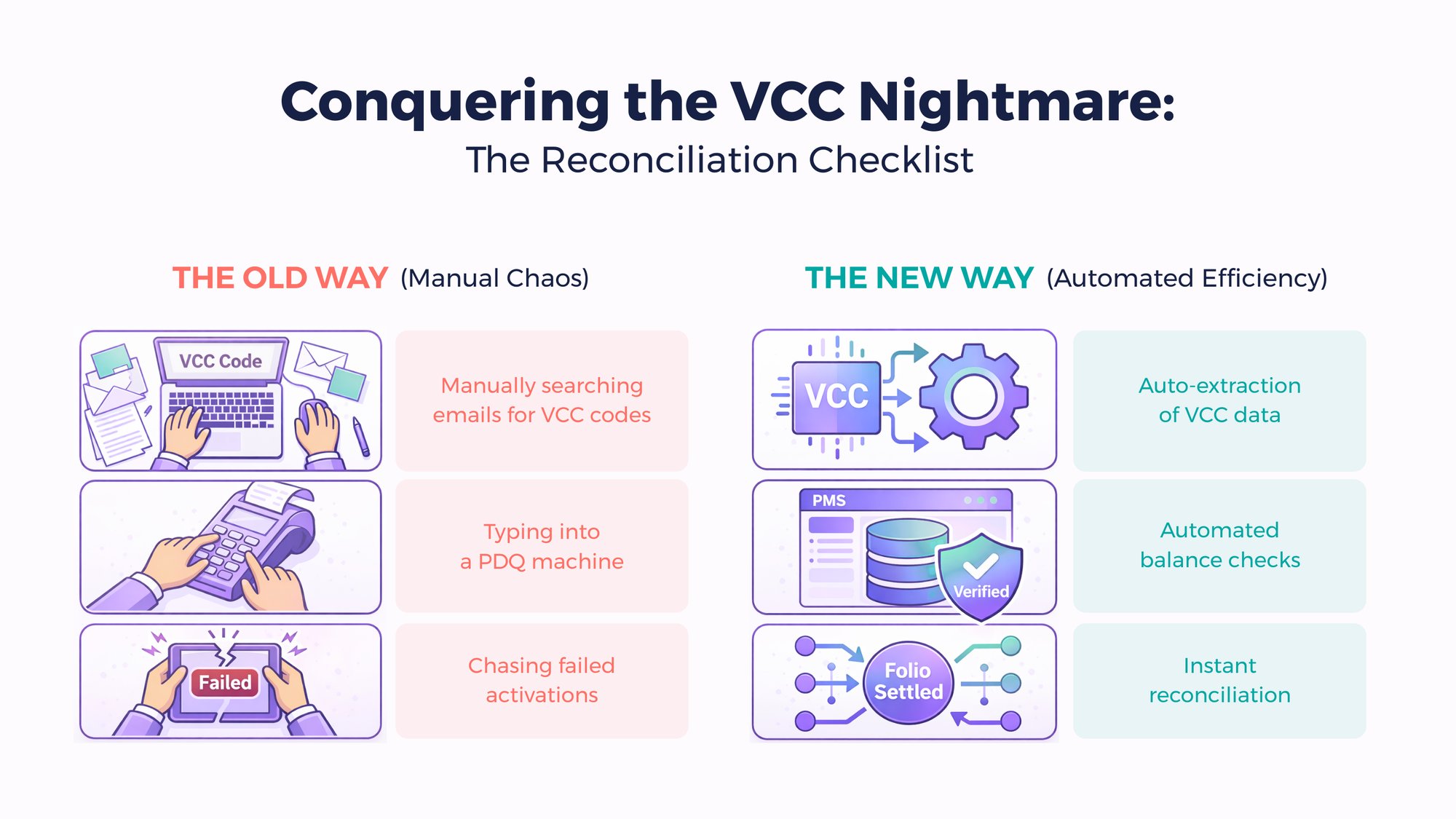 A comparison of manual versus contactless payments. 