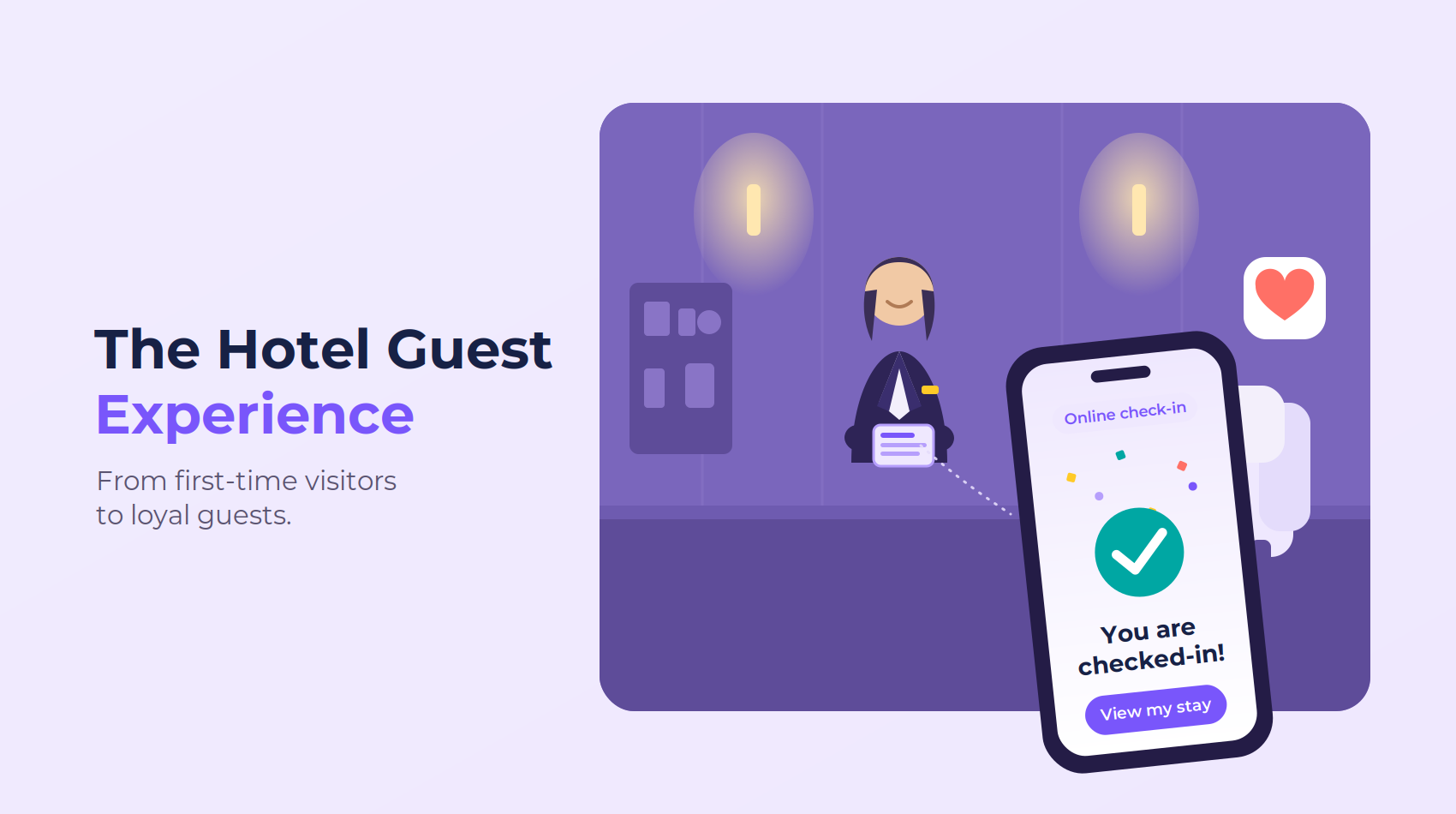 A hotel guest automatically checking in via mobile phone.