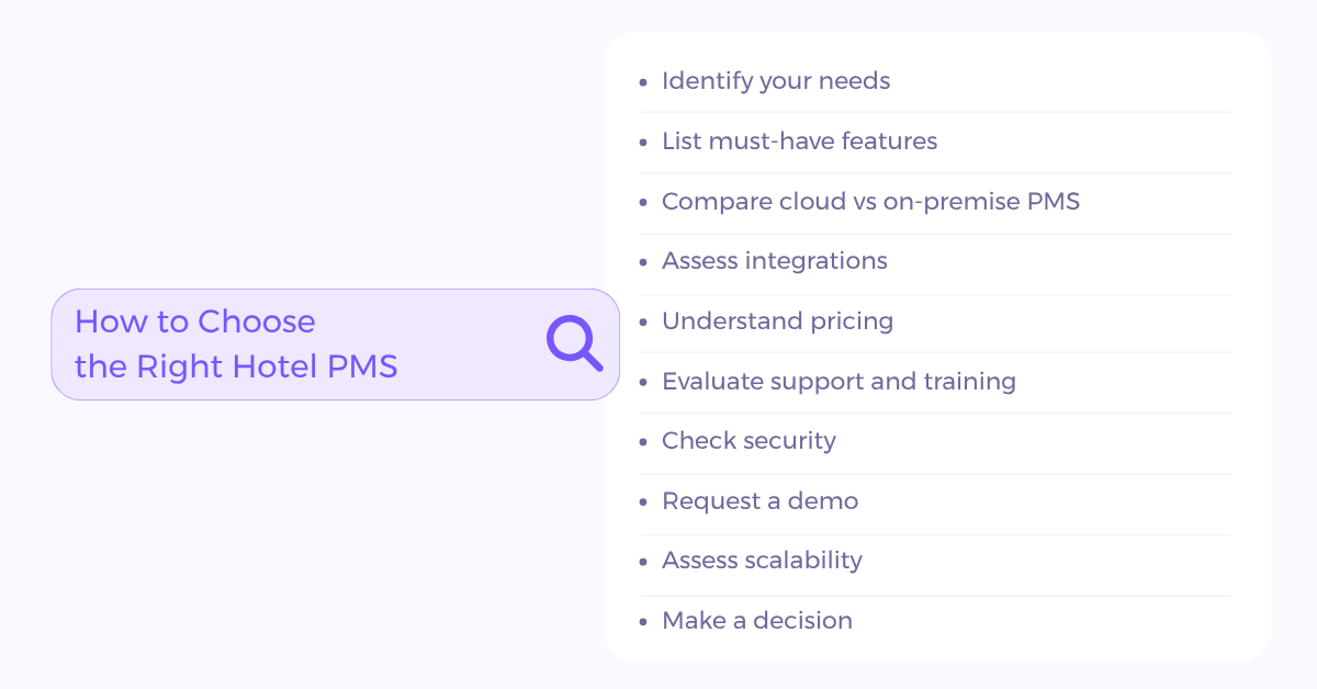 Checklist on how to choose the right hotel PMS for your property.