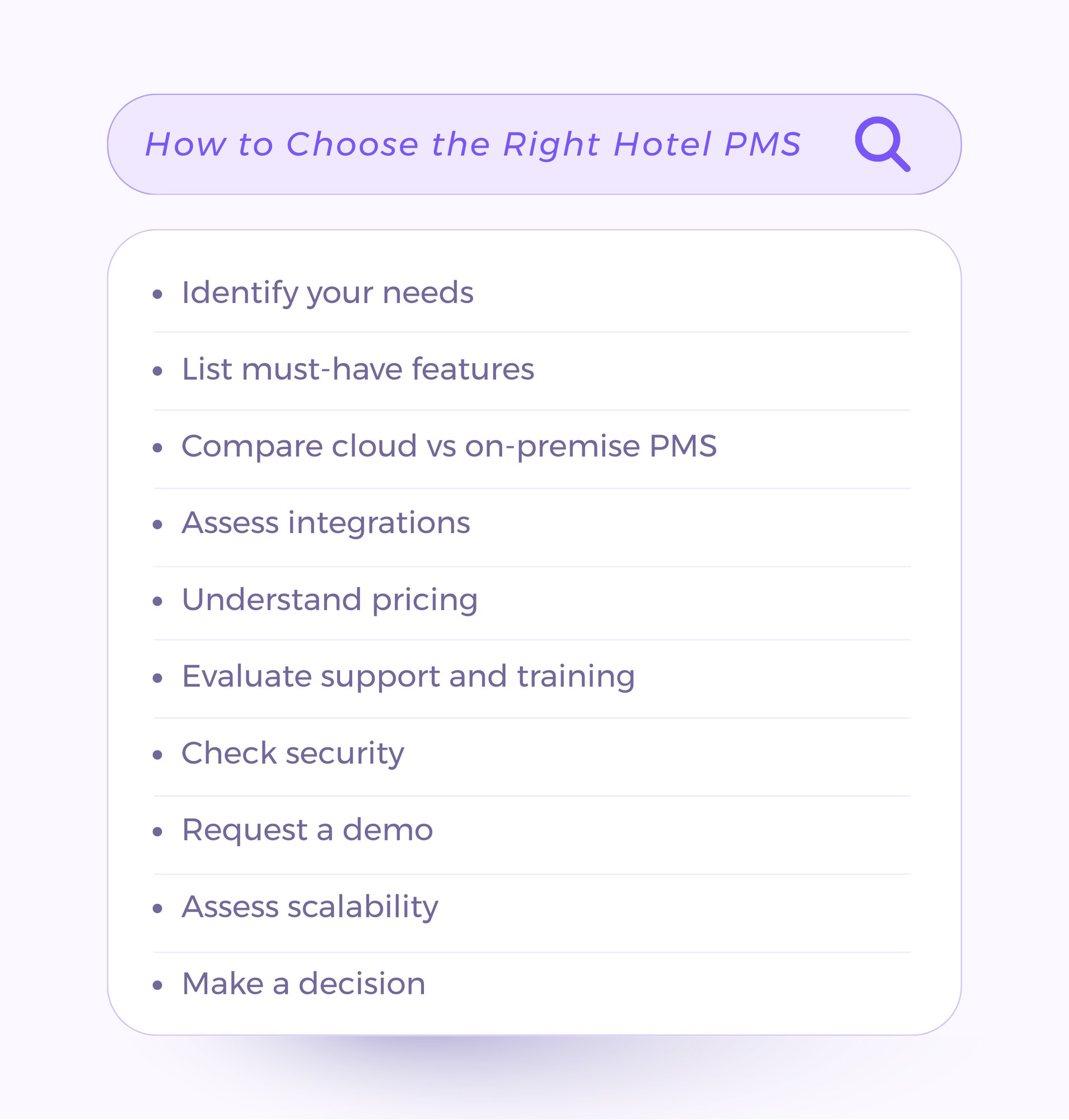 Checklist on how to choose the right hotel PMS for your property.
