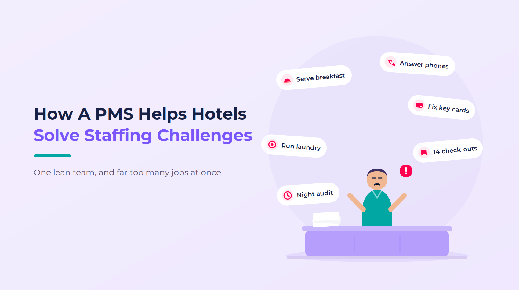 A guide on how a modern property management system (PMS) can help solve staffing challenges in independent hotels.